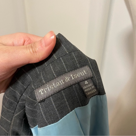 Tristan and Iseut Blazer Size 4 Lined Blue Gray Ladies Women Work Office - Picture 4 of 13